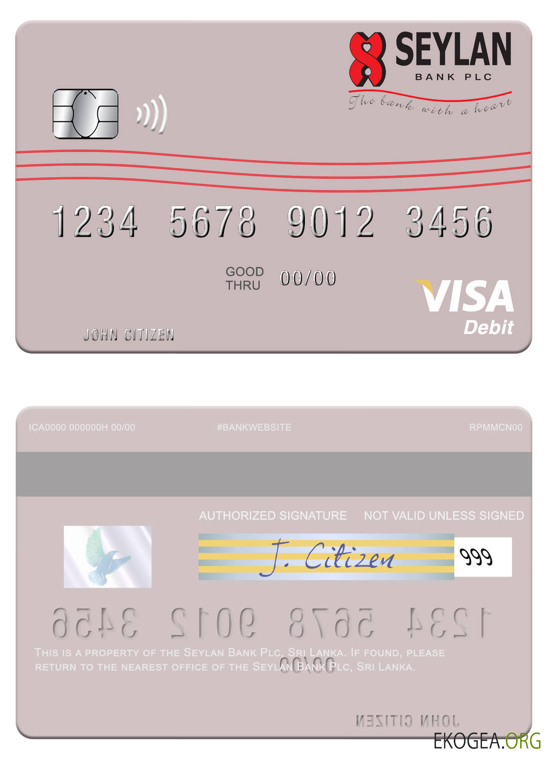 Carte de débit visa Sri Lanka Seylan Bank Plc